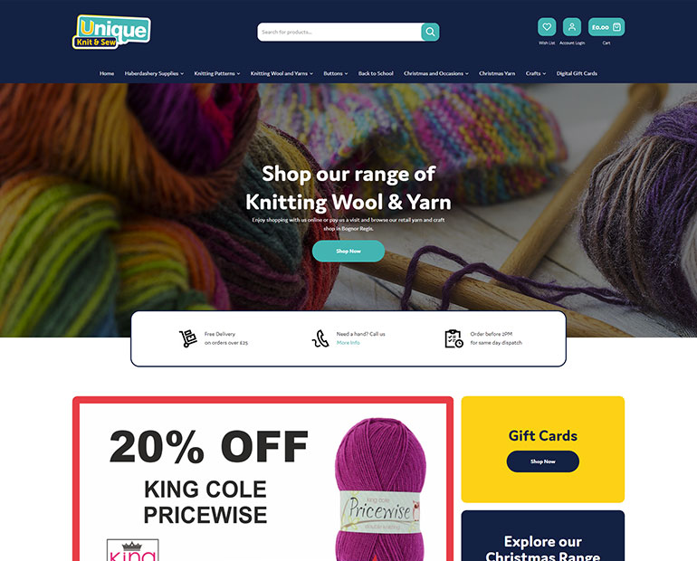 EKM online shop example Unique Knit and Sew