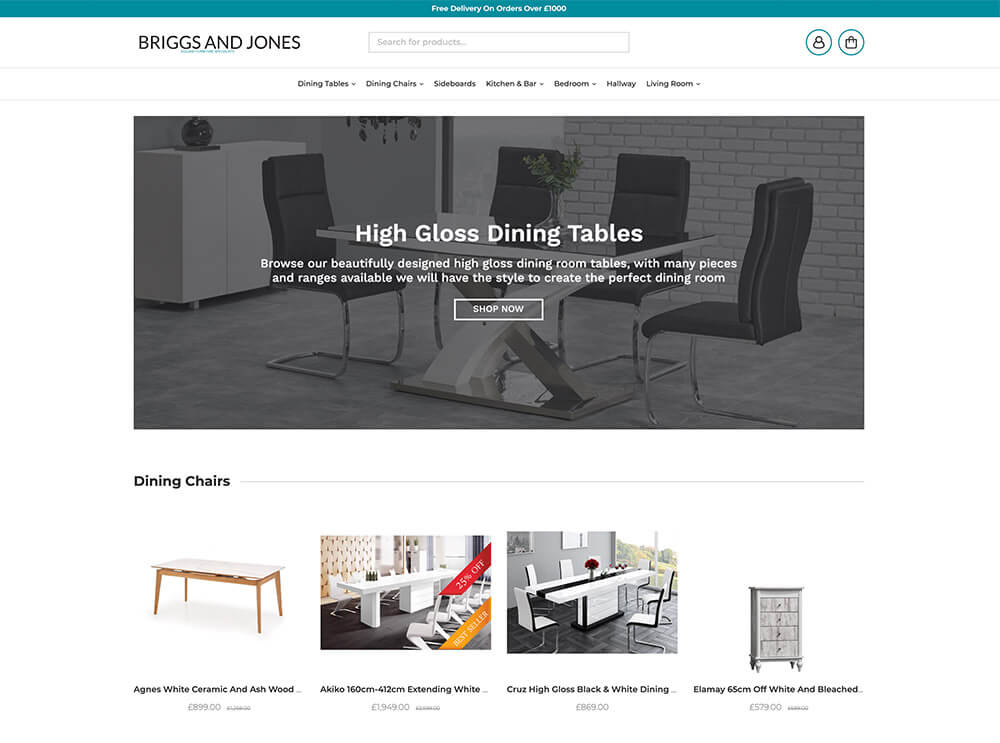 Furniture online shop example - Briggs and Jones