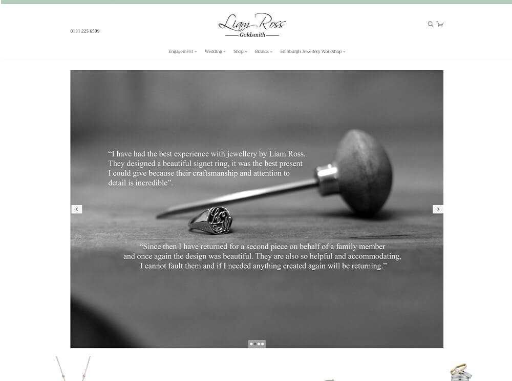 Jewellery online shop example - Jewellery By Liam Ross