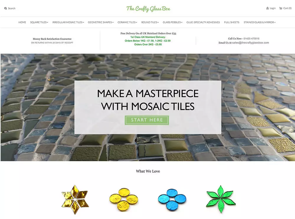 Handmade crafts online shop example - The Crafty Glass Box
