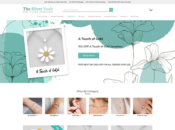 Jewellery online shop example - The Silver Vault