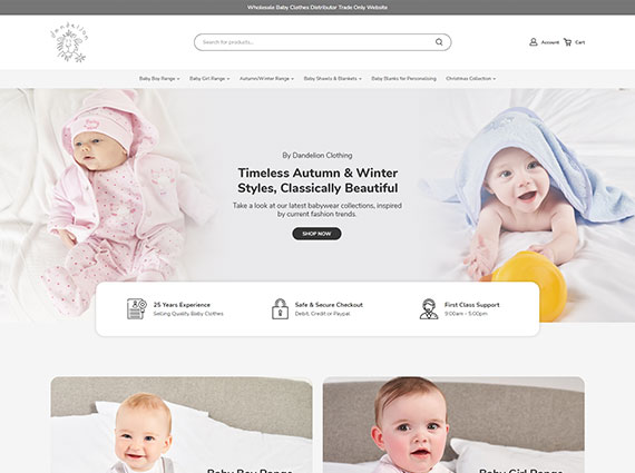 Clothing online shop example - Dandelion Clothing